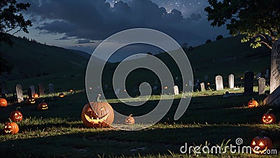 Haunting Halloween in the Spooky Graveyard Stock Photo