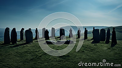 Haunting Silhouettes: A Poignant Celtic Art Inspired Imagery Stock Photo