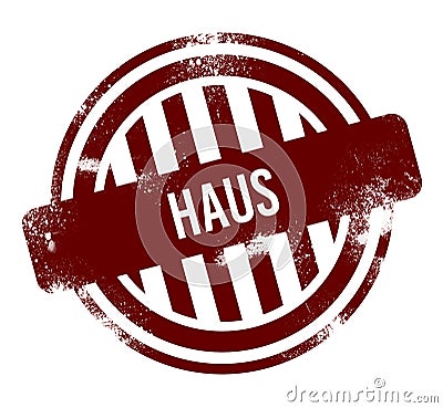 haus - red round grunge button, stamp Stock Photo