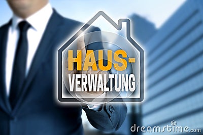 Hausverwaltung in german House management touchscreen is opera Stock Photo
