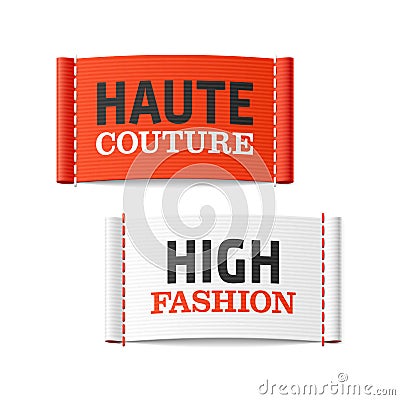 Haute Couture and High Fashion clothing labels Vector Illustration