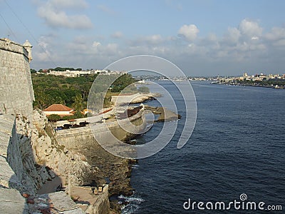 Havana Bay entrance with its defense cannons Stock Photo