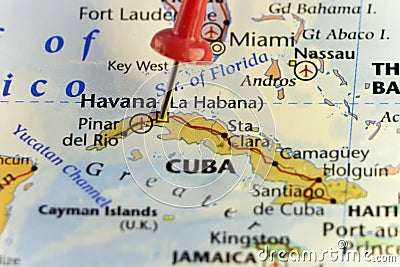 Havana capitol of Cuba pinned map. Stock Photo