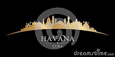 Havana Cuba city silhouette black background Vector Illustration