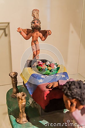HAVANA, CUBA - FEB 23, 2016: Exhibit of artistic work of clay models depiciting Bolivar`s life in Simon Bolivar museum Editorial Stock Photo
