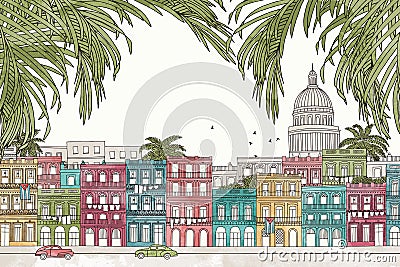 Havana, Cuba Vector Illustration