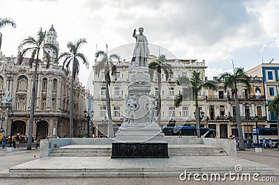 HAVANA, CUBA - OCTOBER 23, 2017: Cetral Park in Havana with Statue of Jose Marti and Jose Vivalta Editorial Stock Photo