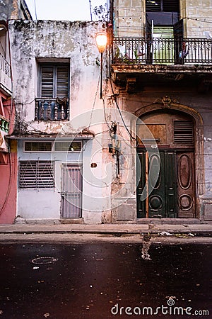 Havana street scene, street light Stock Photo