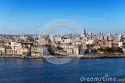 Havana. View of the old city through a bay in a sunny day Stock Photo