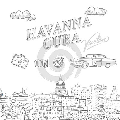 Havanna, Cuba, travel marketing cover Vector Illustration