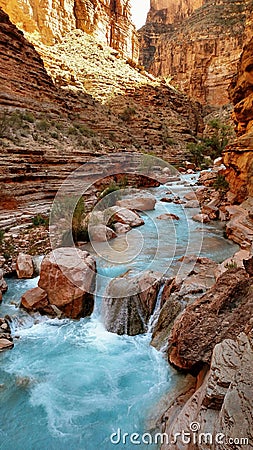 Small Waterfall on Havasu Creek Stock Photo