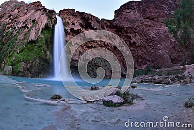 The Havasu Fall wider view at Havasupai Stock Photo