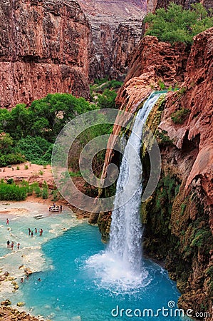 The Havasu Falls in the Havasupai Indian Reservation - Grand Canyon Stock Photo