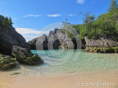 Have a Beach to yourself at Jobson& x27;s Cove, Bermuda. Stock Photo