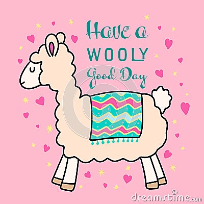 Have a Fan Wooly Good Day a Funny Pun Greeting Card Stock Photo