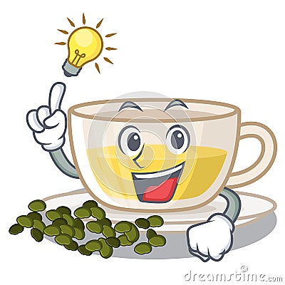 Have an idea oolong tea above wood tables cartoon Vector Illustration