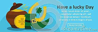 Have a lucky day St Patrick banner horizontal concept Vector Illustration