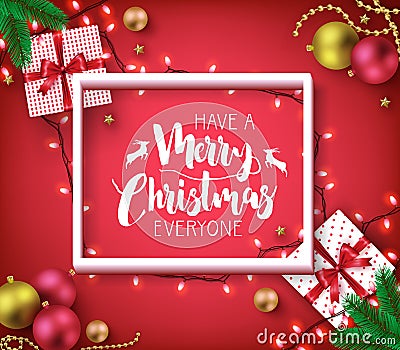 Have A Merry Christmas Everyone Greeting Typography Poster Inside Vector Illustration