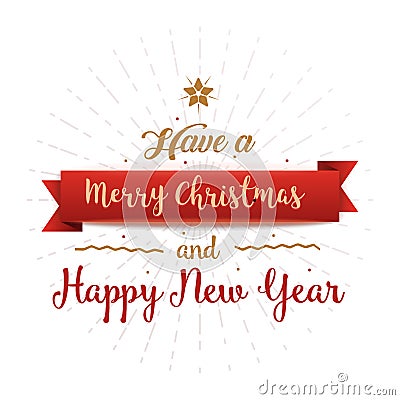 Have a Merry Christmas and Happy New Year vintage background with typography and lines Vector Illustration