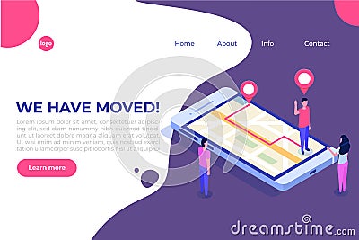 We have moved isometric concept, changed address navigation. Vector Illustration