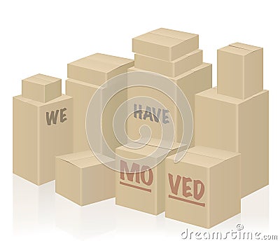 We Have Moved Symbol Moving Boxes Vector Illustration
