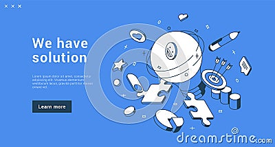 We have solution successful business innovation idea with lightbulb target aim landing page vector Vector Illustration