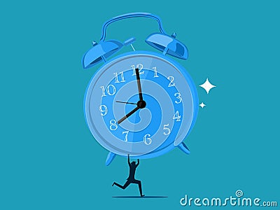 Have time for life. businessman holding a big clock Vector Illustration