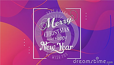 Have very Merry Christmas and Happy New Year we wish you lettering logo on gradient background, Design template with Vector Illustration