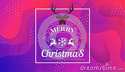 Have very Merry Christmas and Happy New Year we wish you lettering logo on gradient background, Design template with Vector Illustration