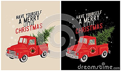 Have Yourself a Merry Little Christmas - Farm Fresh Christmas Trees Vector Illustration