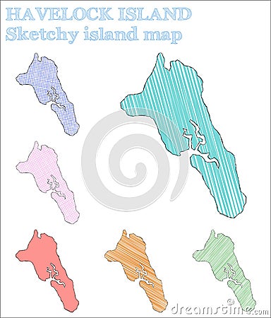 Havelock Island sketchy island. Vector Illustration