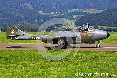 Havilland DH.115 Vampire T.55 HB-RVJ Editorial Stock Photo