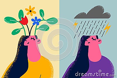 Having different opposite moods concept. Vector Illustration