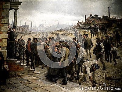 Painted in 1886 this painting is called the Strike by Robert Koehler Editorial Stock Photo