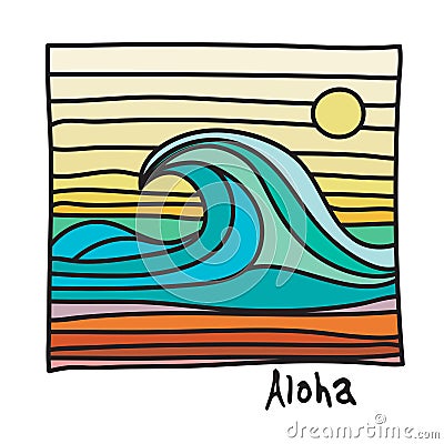 Hawaii beach, surfer poster Vector Illustration