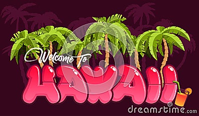 Hawaii - Graffiti Styled Vector Logotype Design Vector Illustration