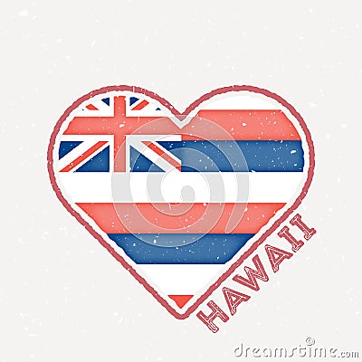 Hawaii heart flag badge. Vector Illustration