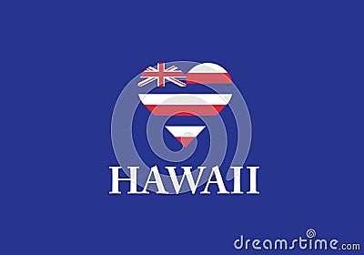 Hawaii heart shape love symbol national flag country emblem Vector Illustration