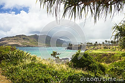 Hawaii kawaii with sun bay view Stock Photo