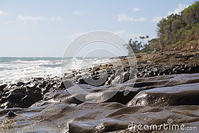 Hawaii Lava Rock Beach Stock Photo