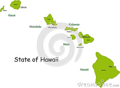 Hawaii map Cartoon Illustration