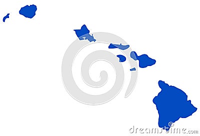 Hawaii map - U.S. state located in Oceania Vector Illustration