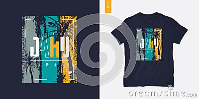 Hawaii Oahu beach vector t-shirt design, poster, print Vector Illustration