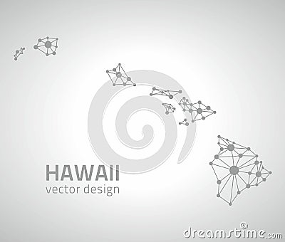 Hawaii dot vector grey outline triangle perspective modern map Vector Illustration