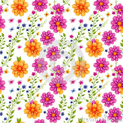 Hawaii seamless floral pattern, textile flowers elements, colorful floral, white background, violet flower, purple flower, Stock Photo