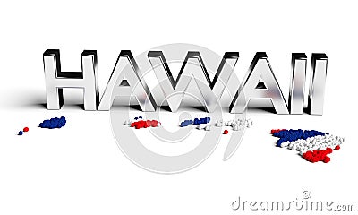 Hawaii silver text with map and flag Stock Photo