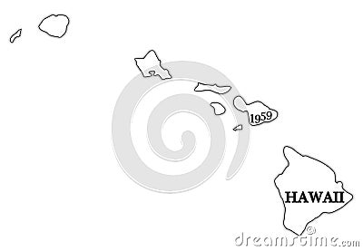 Hawaii State And Date Outline Stock Photo