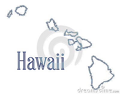 Hawaii State Outline Map Stock Photo