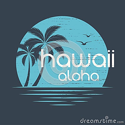 Hawaii Sunset. T-shirt and apparel vector design, print, typogra Vector Illustration