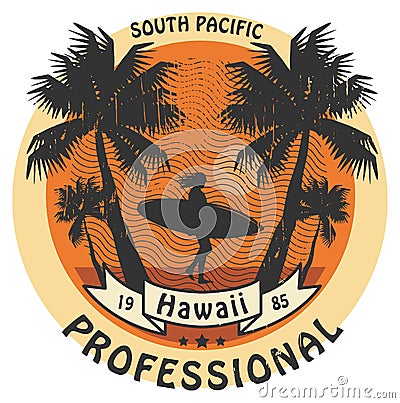 Hawaii surfer sign Vector Illustration